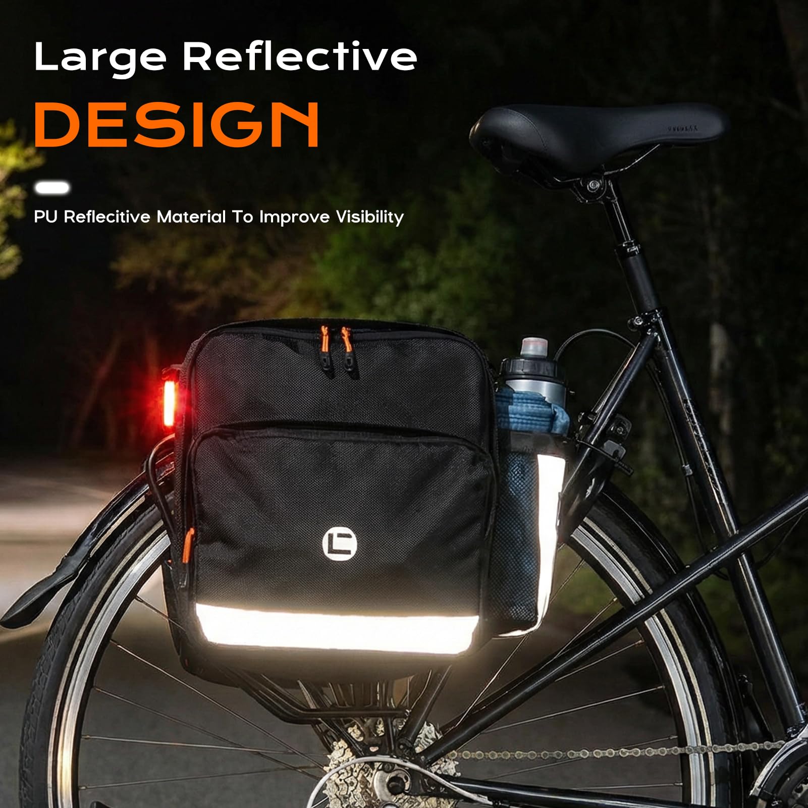 30L Borse per Bici, Borsa Posteriore Bicicletta Impermeabile Borse Laterali Bici Doppia Sacca Riflettente 1680D Nylon Borsa da Portapacchi con Manico per Ciclismo Viaggi Pendolarismo (A)