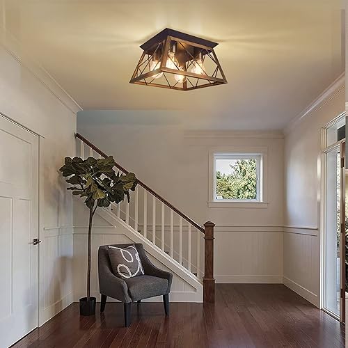 Miniatura 6 de FadimiKoo Lámpara de techo empotrada para pasillo de cocina, 4 luces cerca de la iluminación del techo, lámpara de techo cuadrada industrial de