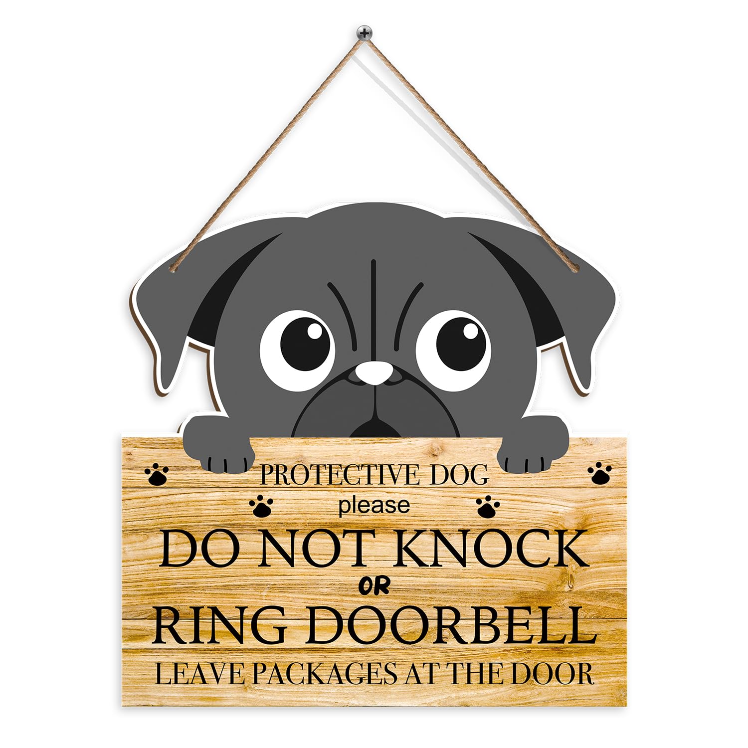 Protective Dog Please Do Not Knock or Ring Doorbell Wood Sign for Front Door Home Based Business Sign Wood Plank Design Hanging Sign Farmhouse Home Decor