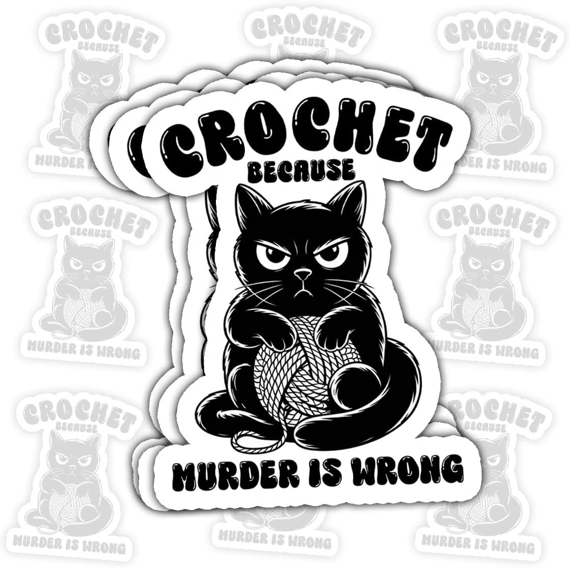 (3pcs-3in) Crochet Because Murder is Wrong Sticker Funny Craft Stickers