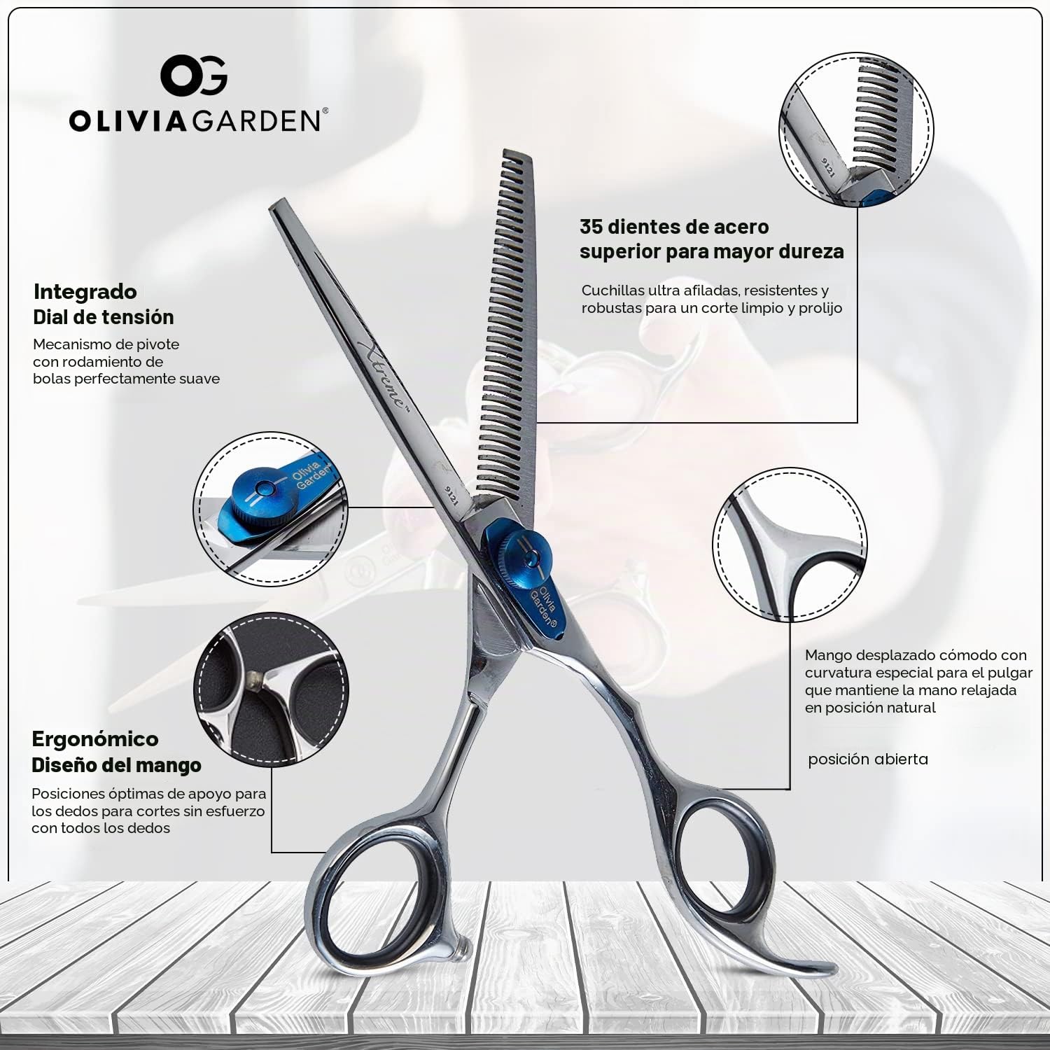 Olivia Garden Xtreme™ Thinner Shear, European, Size 6", 35 Teeth - Ultra Sharp Convex Blades, Handcrafted Japanese Steel, Shear Sleeve Included