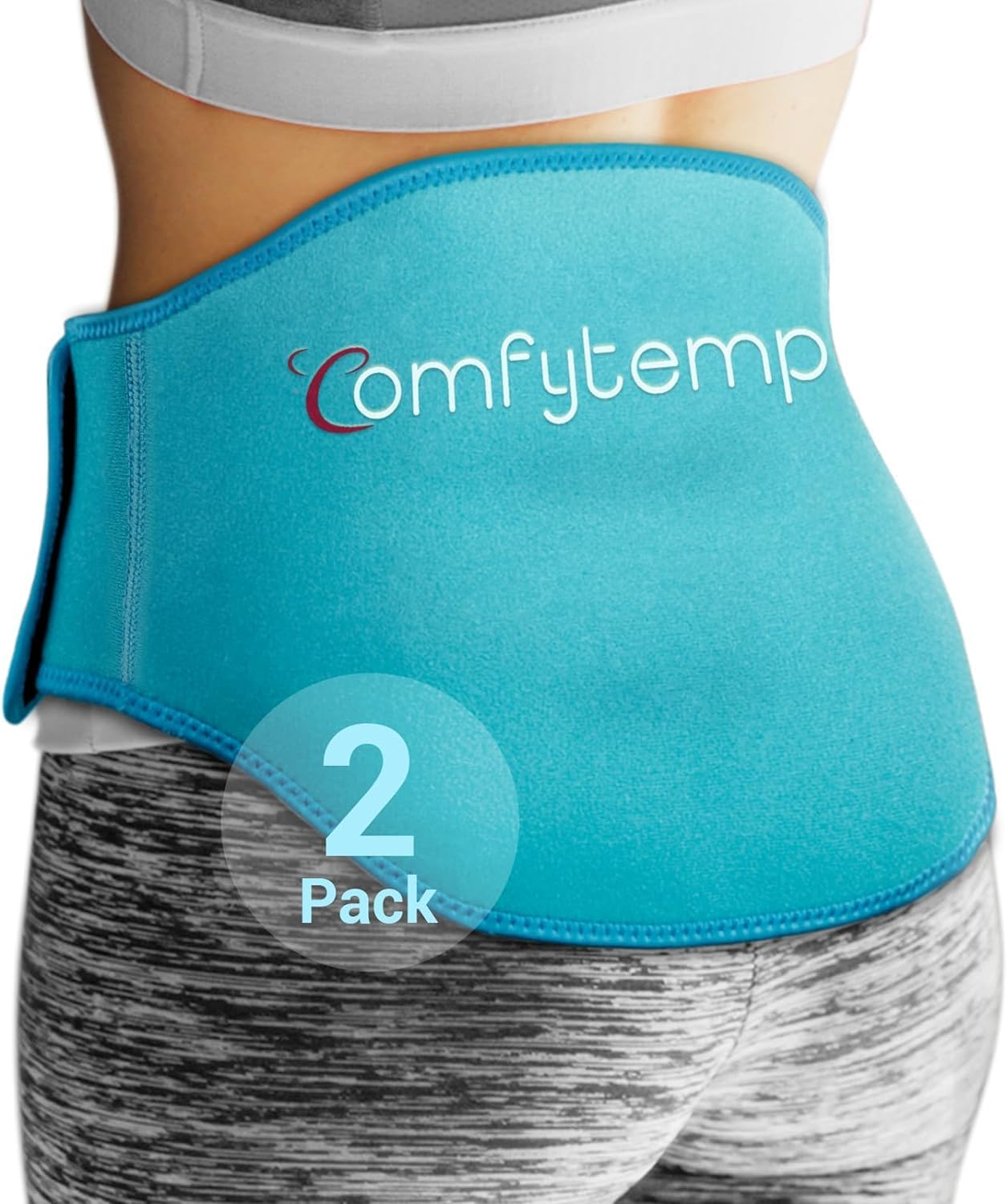 Comfytemp Ice Pack for Lower Back Comfort & Support (2 Packs), Reusable Gel Ice Wrap for Sciatica Discomfort, Hot & Cold Compression for Lower Lumbar, Waist, Men Women Post-Surgery Recovery Gift