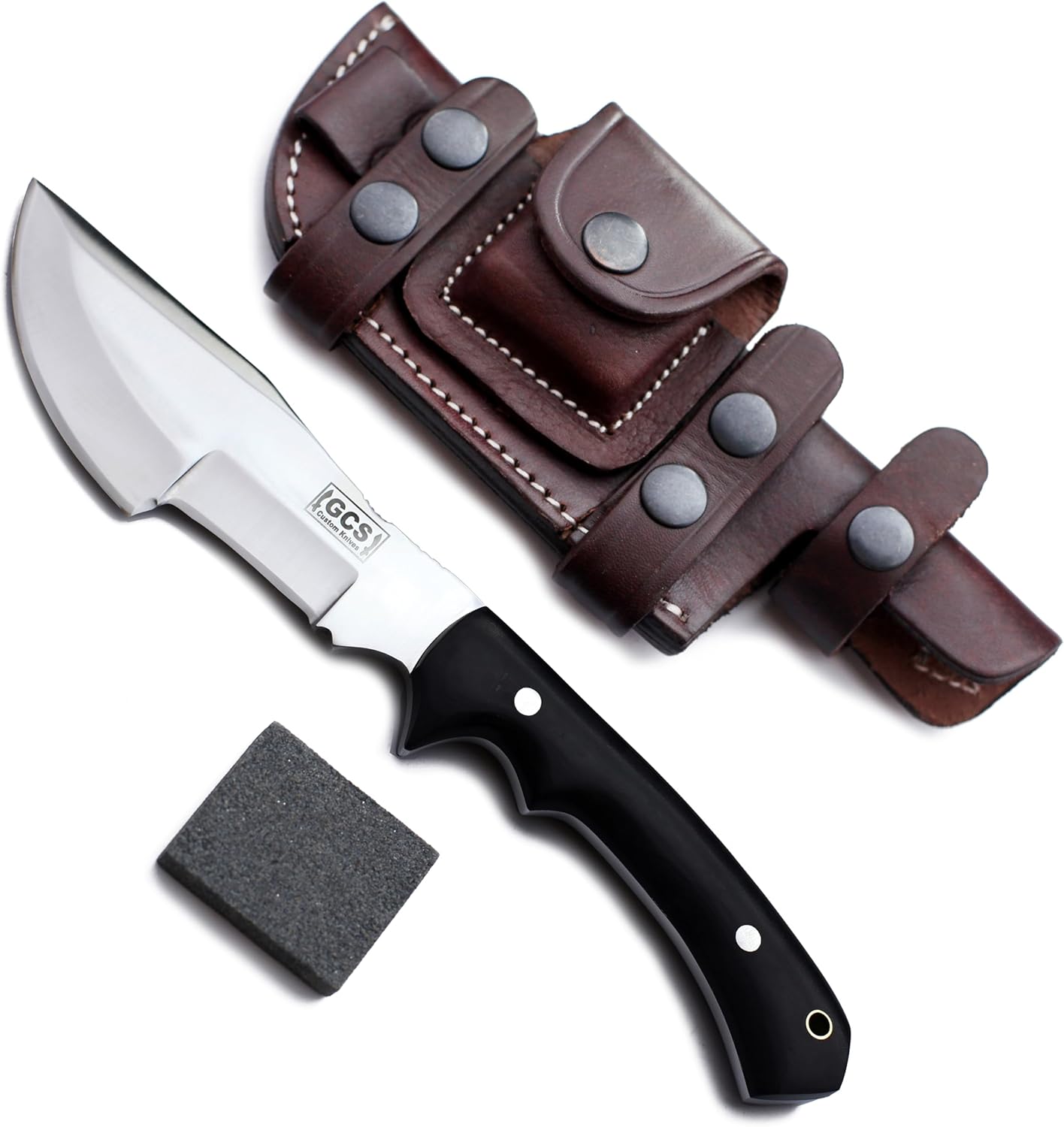 GCS Handmade G10 Handle D2 Tool Steel Tactical knife Hunting Knife with leather sheath Full tang blade designed for Hunting & EDC GCS 11