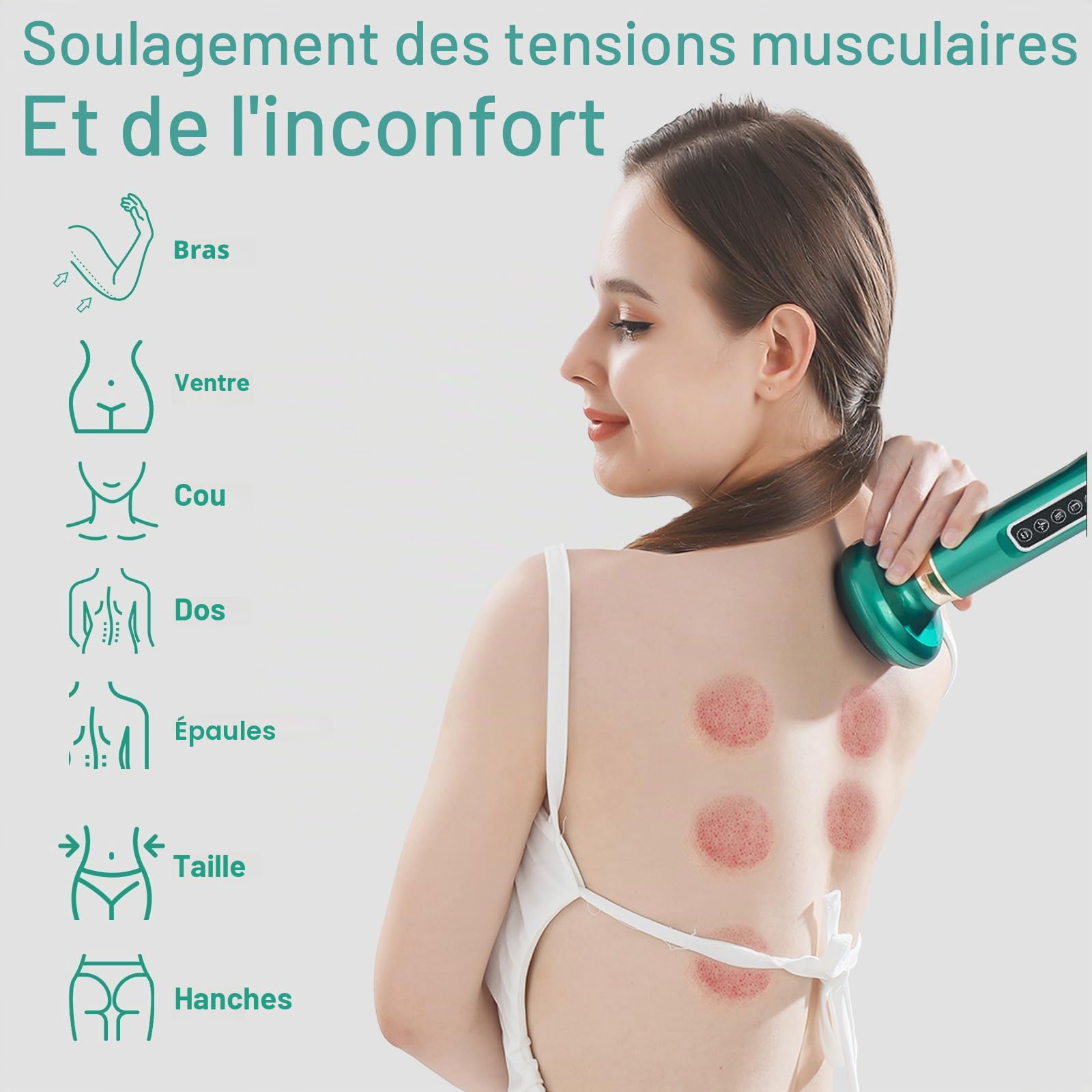 Appareil de Massage à Bulles électrique,Appareil de Massage Anti-cellulite pour Jambes/Ventre/Mains,Appareil Anti-cellulite, Appareil de Drainage Lymphatique avec 12 Programmes et 4 Modes