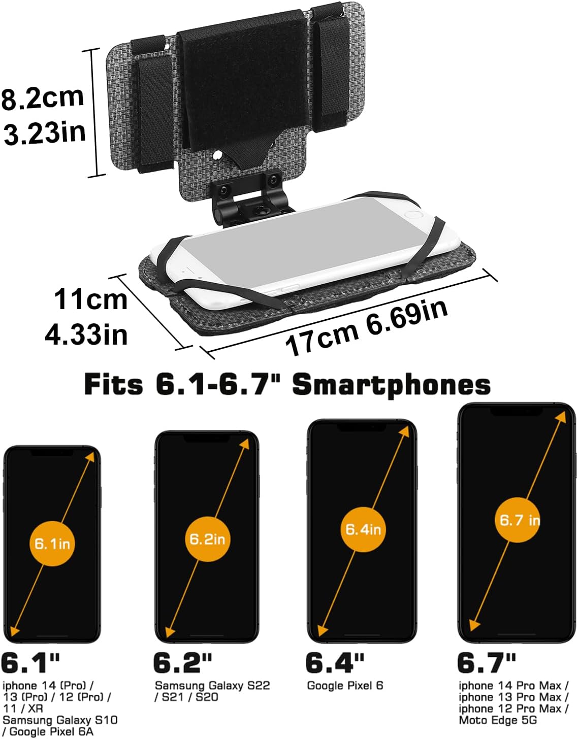Zhongren Tactical Plate Carrier MOLLE Vest Phone Holder Universal Cell Phone Chest Mount Pouch Adjustable Foldable Navigation Phone Board Attachment for 4.7"-6.7" Outdoor Sports (Black)