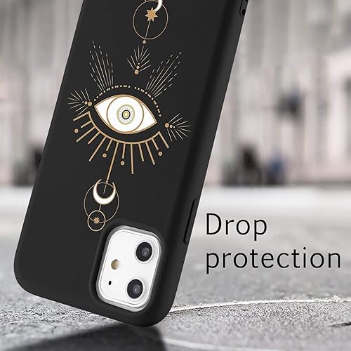 Miniatura 4 de LuGeKe Funda de silicona líquida para iPhone 11 Pro Max, funda de goma de gel con estampado de tótem de ojos, forro de microfibra suave a prueba de