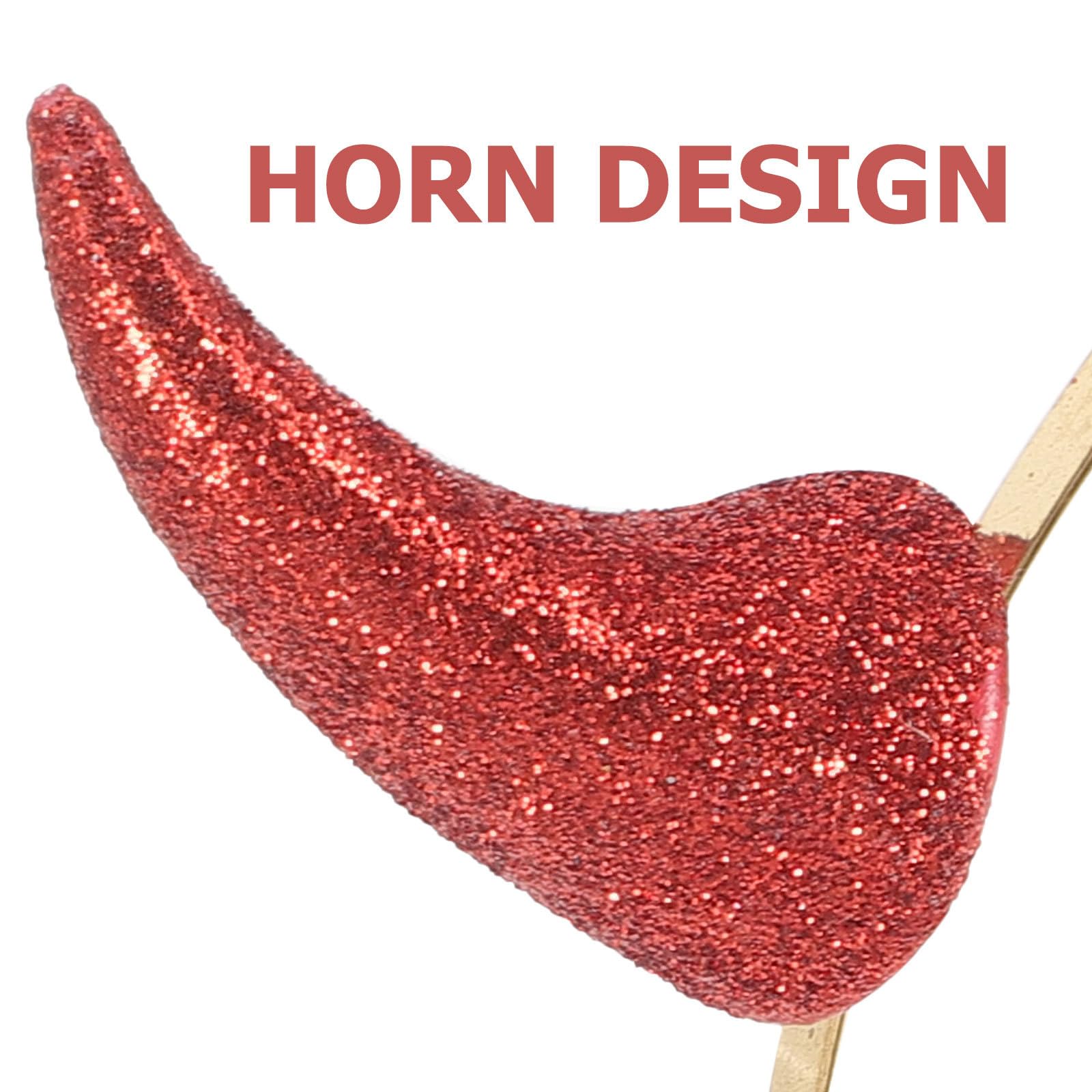 Holibanna Serre-Tête Cornes Rouges Pailletées Accessoire De Cheveux Halloween Fête Cosplay 6.7 X 5.1 Pouces Léger Et Confortable Pour Enfants Et Adultes
