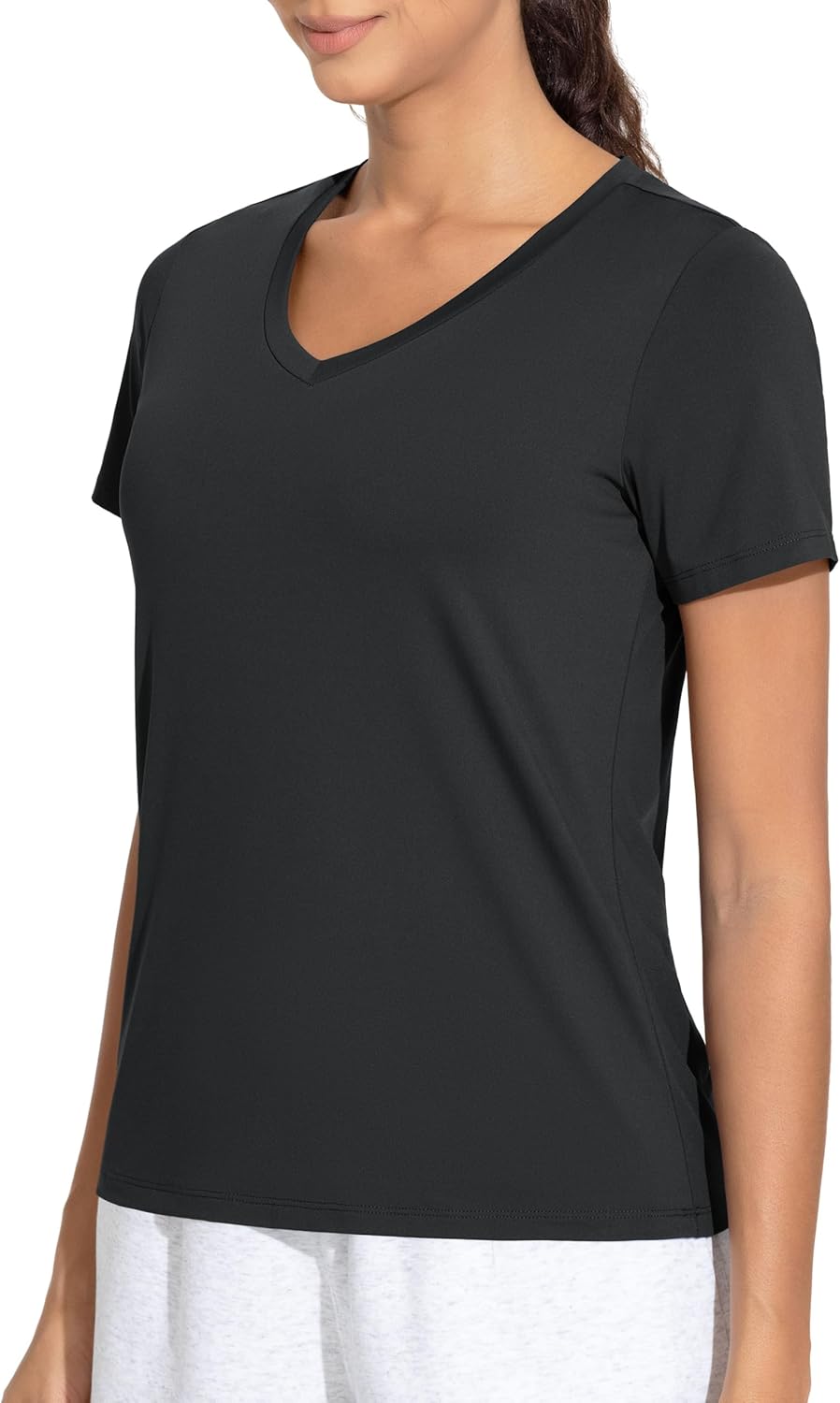 THE GYM PEOPLE Women's V-Neck Workout Shirts Short Sleeve Breathable Basic Yoga Athletic T-Shirts