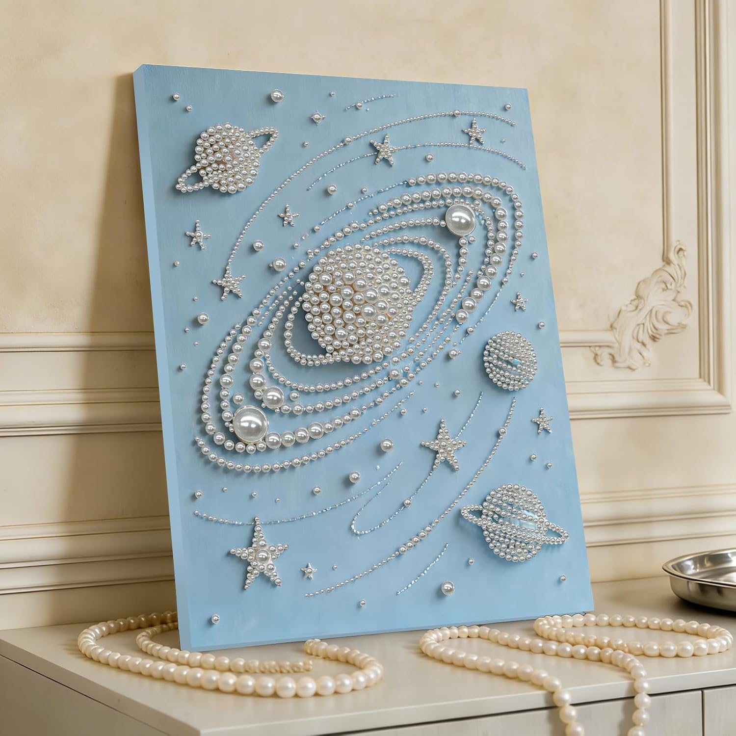 POETRYDRAW DIY Diamond Pearl Painting Kit for Adults Blue Planet, Beginner Friendly Craft Kits with Frame 30x40cm, Home Decor Housewarming Gift, Diamond Dots Beads Canvas Art for Wall Decor
