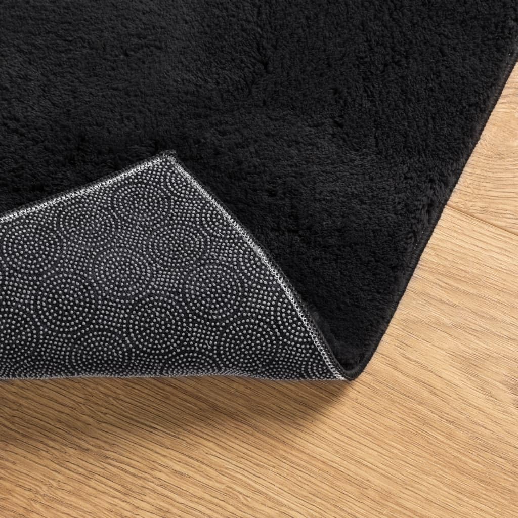 Teppich HUARTE 120x170 cm Kurzflor Schwarz, Weicher Wohnzimmerteppich, Strapazierfähiger Bodenteppich für Schlafzimmer und Flur, 18 mm Florhöhe, Wohndeko
