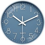 WISKALON 12 Inch Gray Wall Clock Silent Battery Operated Modern 3D Numerals Clocks, Decor for Bedroom Office Bathroom Kitchen Living Room