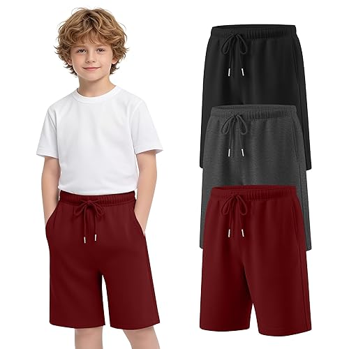 3 Pack Boys Shorts Kids Baggy Sweat Shorts Teen Boy