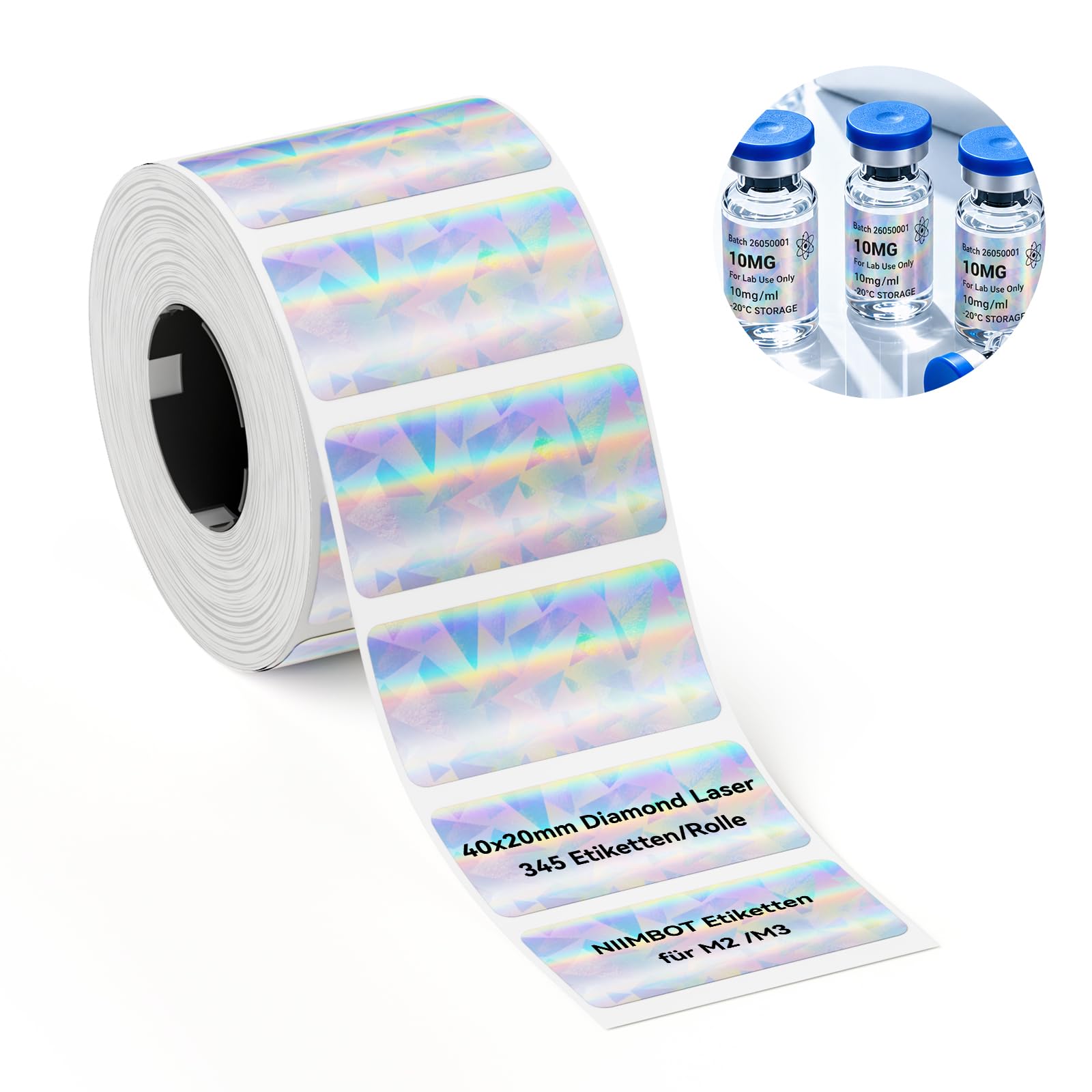 NIIMBOT M2/M3 Holographic Labels – for Vial, Perfume & Nail Polish Bottles