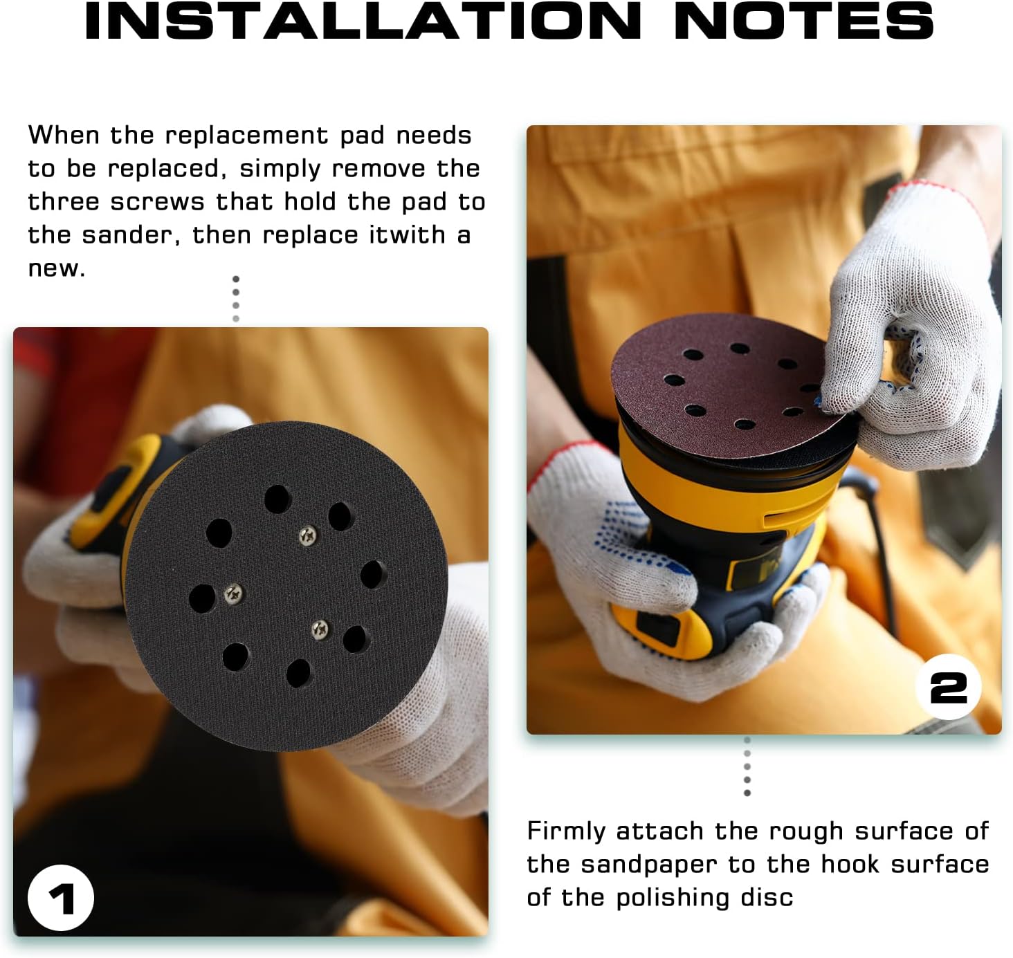 Replacement 5" Hook & Loop Pad For DeWalt DW421/DW423 Sander 2-pack# 151281-08