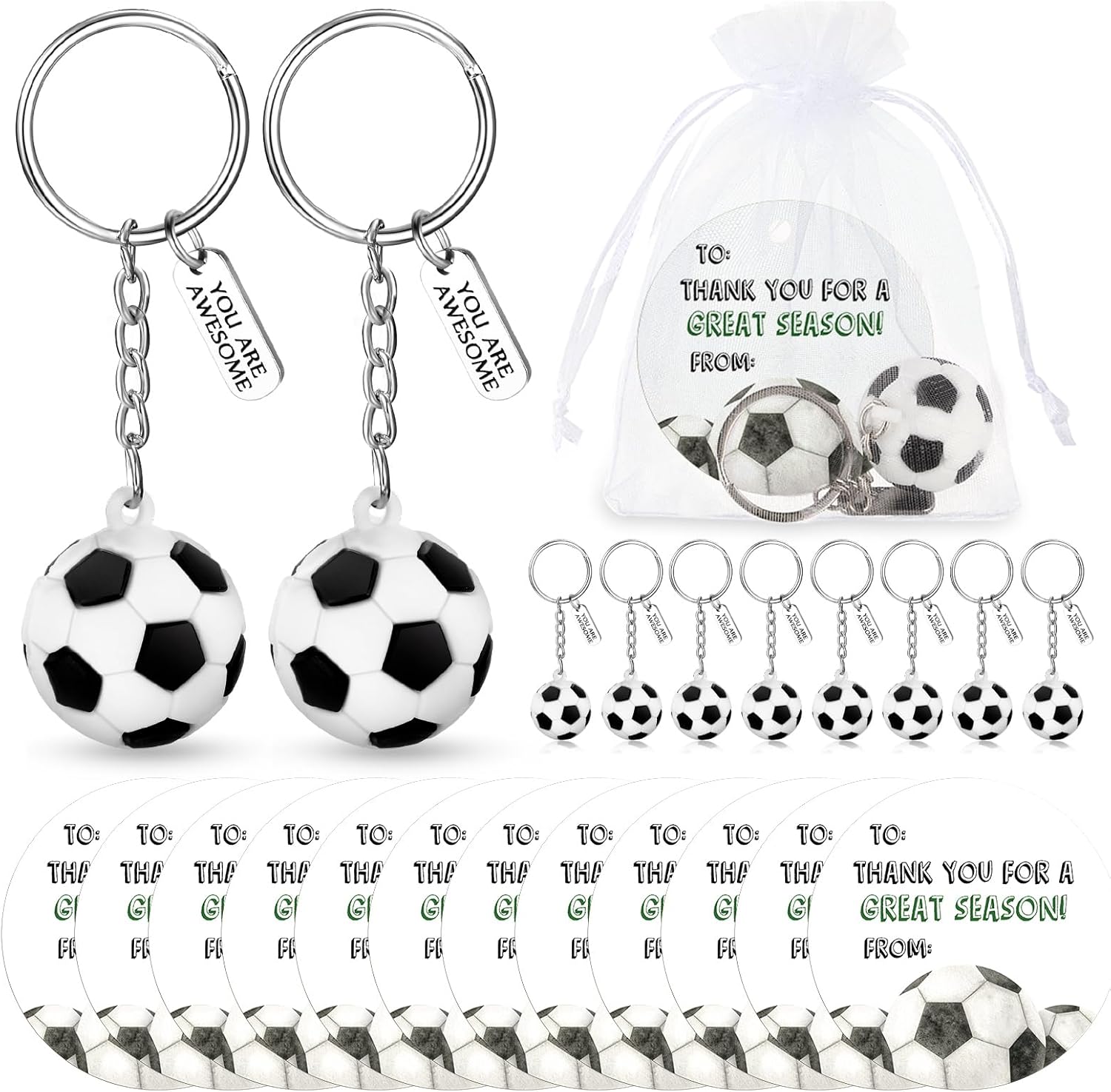Fumete 12 Sets Baseball Soccer Softball Team Gifts Sport Keychain Thank You Card End of Season Senior Night Gift Party Favors