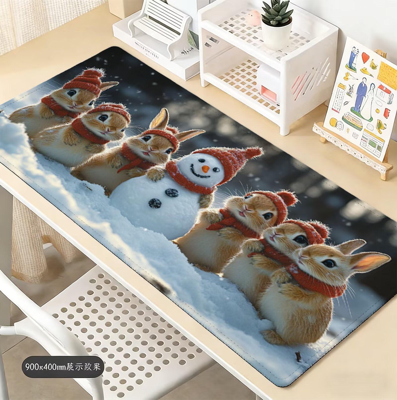 Tappetino Mouse Inverno Tappetino Mouse XXL 1200x600 mm, Animale Mousepad Sottomano Scrivania con Base in Gomma Antiscivolo, per Migliorare Precisione e Veloci Gaming Mousepad, Regalo per Uomo H-6082