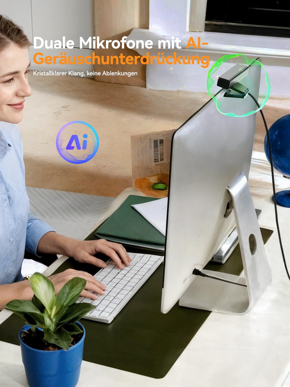 Spedal 4K Webcam mit Stativ und Mikrofon, 120 Grad Weitwinkel PC Kamera mit Fernbedienung und Zoom, Autofokus UHD USB-C Streaming Kamera für Laptop & Mac, Videokonferenz, Videoanrufe, Teams, Zoom