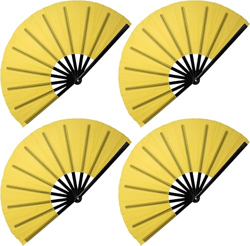 Miniatura 22 de QIRMIZI Abanico grande de 4 piezas para rave, abanicos de baile de línea que estallan en el suelo, abanicos que aplauden, abanicos de vaquero, Azul