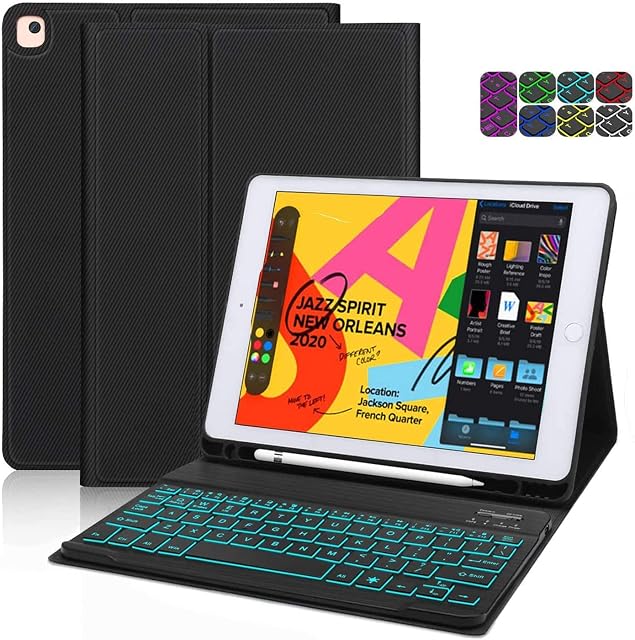 ipad Keyboard Case 10.2 inch, CHEERS 2021 ipad 9th 8th 7th Generation Case with Backlit Keyboard, Pen Holder Design ipad Case for Apple 2019 ipad 10.2 / ipad Pro 10.5 2017 / ipad Air3 Gen