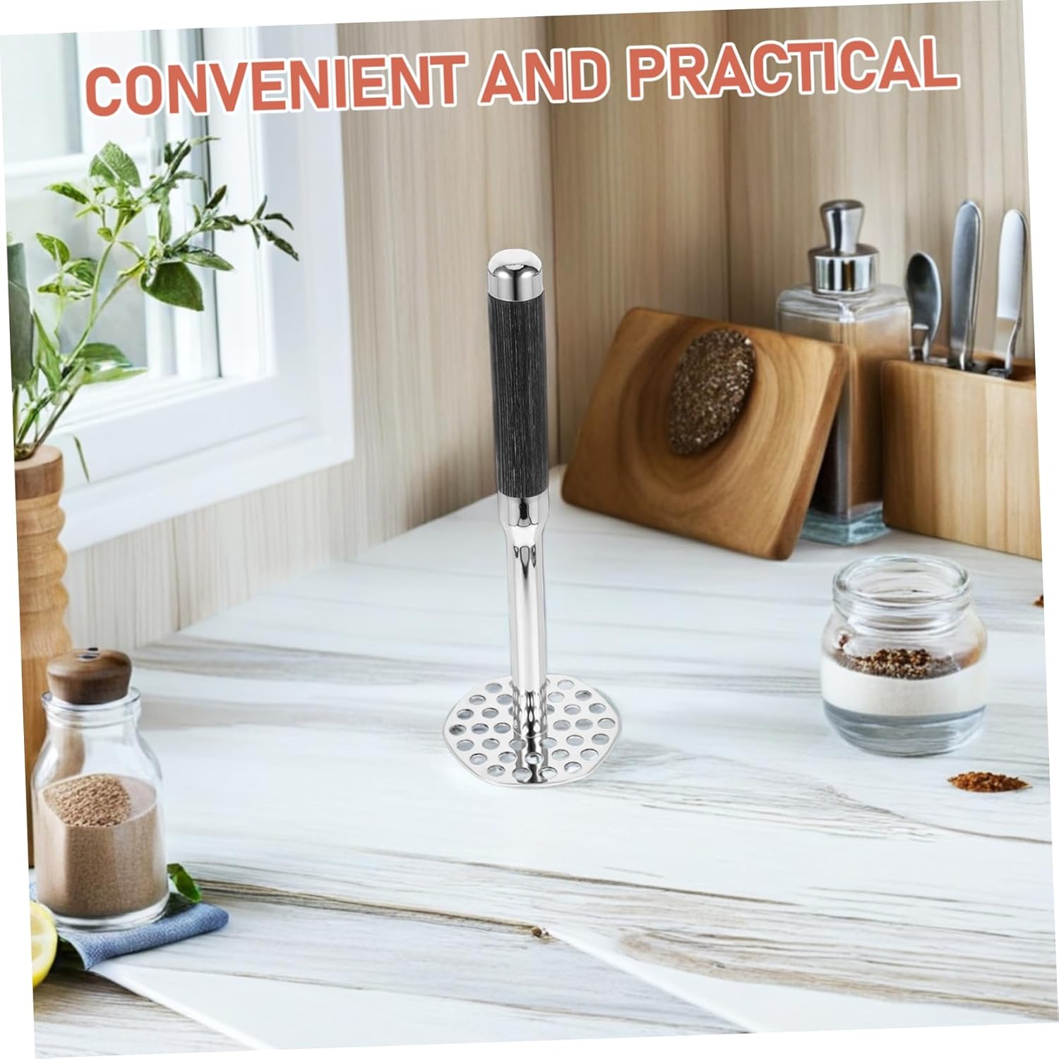 Stainless Steel Potato Masher Food Press for Effortless Mashing of Potatoes Vegetables Fruits Ergonomic Kitchen Tool for Home and Professional Use