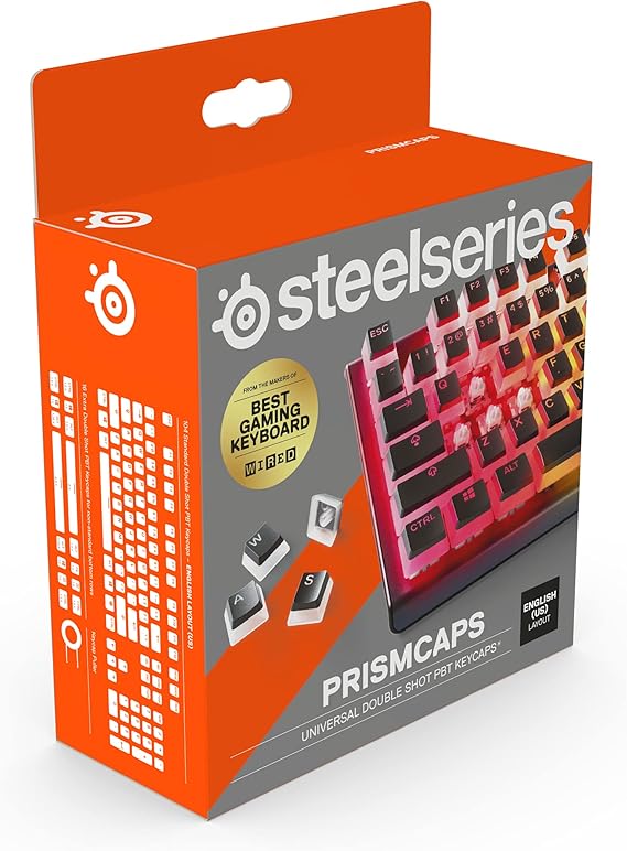 SteelSeries PrismCaps - Touches double shot style pudding - Thermoplastique PBT durable - Compatible avec la plupart des claviers mécaniques - Supports MX - Blanc (Disposition britannique