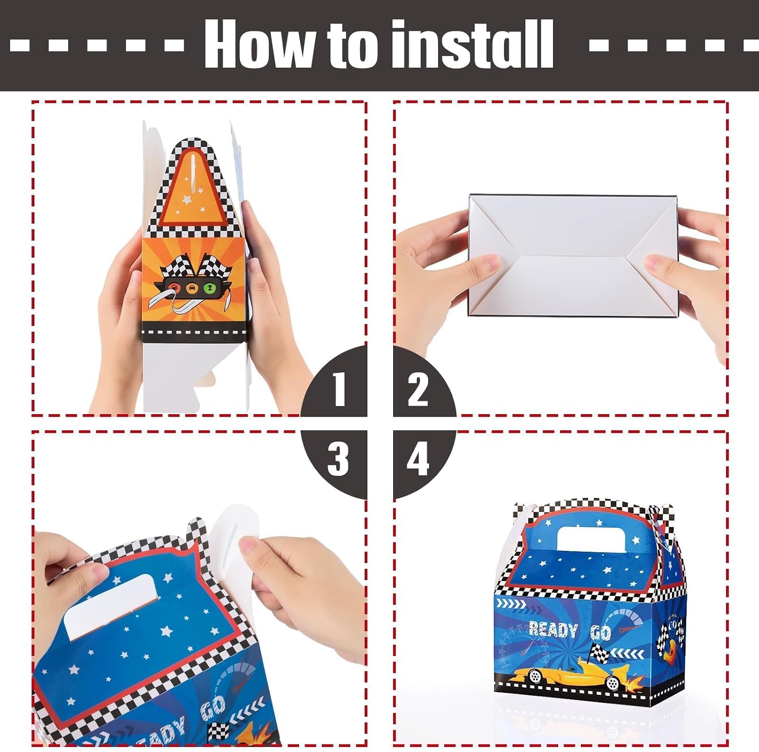 WERNNSAI 12Pcs Race Car Party Favor Boxes for Car Birthday Party Supplies image 4