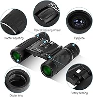 Vista 3 de POLDR 8x21 Binoculares pequeños, compactos y ligeros para adultos y niños, para observación de aves, viajes y turismo. Binoculares mini de bolsillo