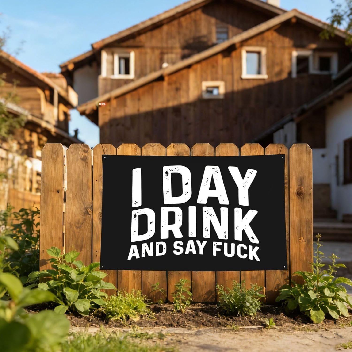 I Day Drink and SAY Fuck Flag Poster Durable Wall Banner with 4 Brass Grommets 3x5 Ft Tapestry for Indoor & Outdoor Decor, Perfect for Home,Porch,Garden,Yard image 4