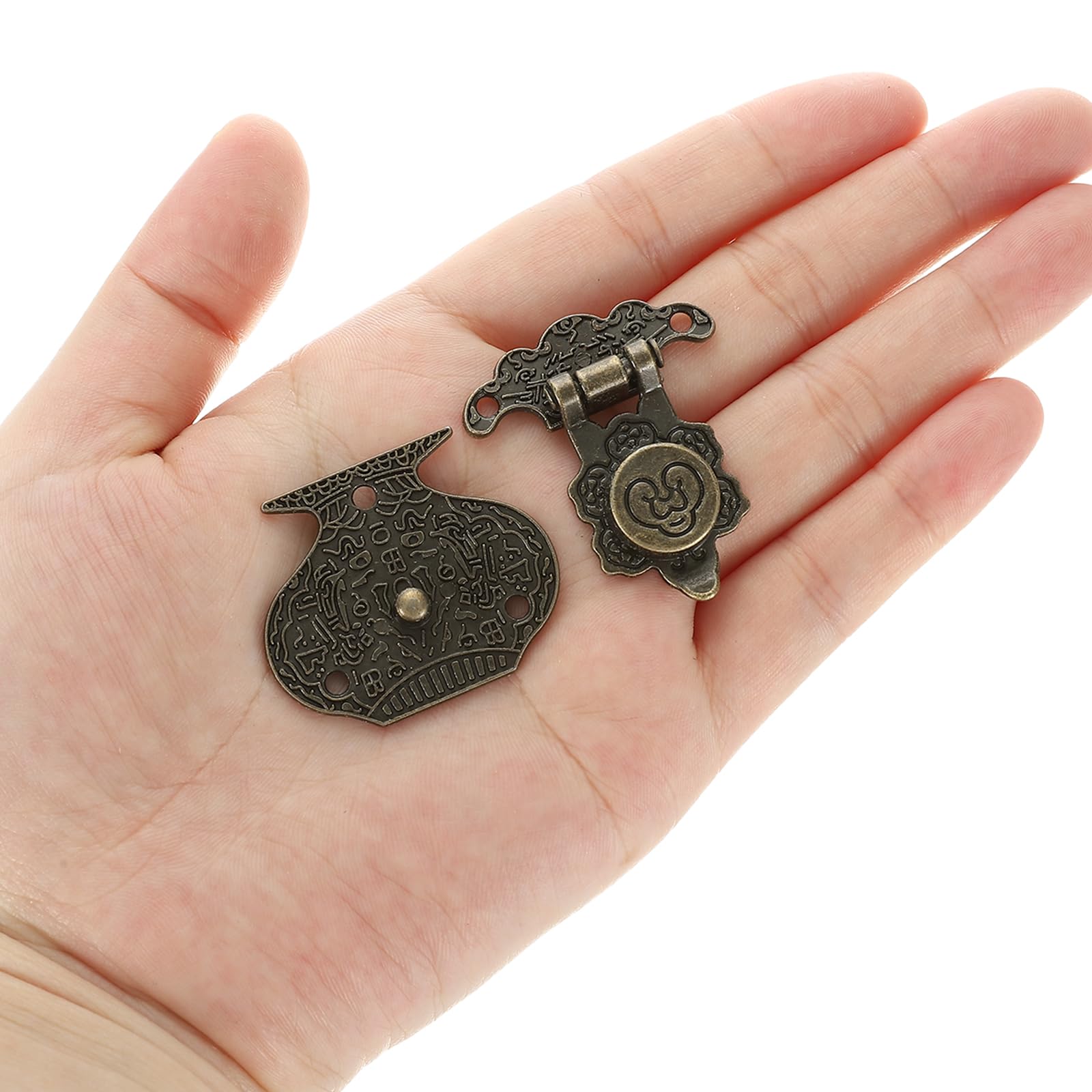 PATIKIL Toggle Catch Lock 1.9" x 1.5" 12 Pack Zinc Alloy Vintage vase Hasp Latch Retro Style Clasp Latch for Wooden Jewellery Box Decoration Suitcase Bronze - Image 4