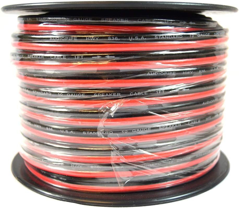 Best Quality 🔥 100 ft 10 Gauge awg Red Black Stranded 2 Conductor Speaker Wire Car Home Audio