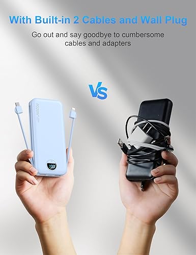 Miniatura 2 de Portable Charger with Wall Plug, 10000mAh USB C Power Bank Fast Charging, External Battery Pack with Built in Cables, Digital Display, 5 Output 4