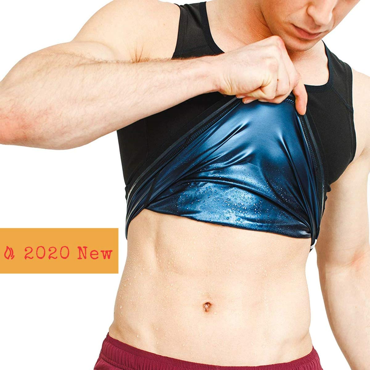 DEYACE Heat Trapping Shirt for Men, Heat Trapping Waist Toner Sauna Sweat Enhancing Workout tshirt