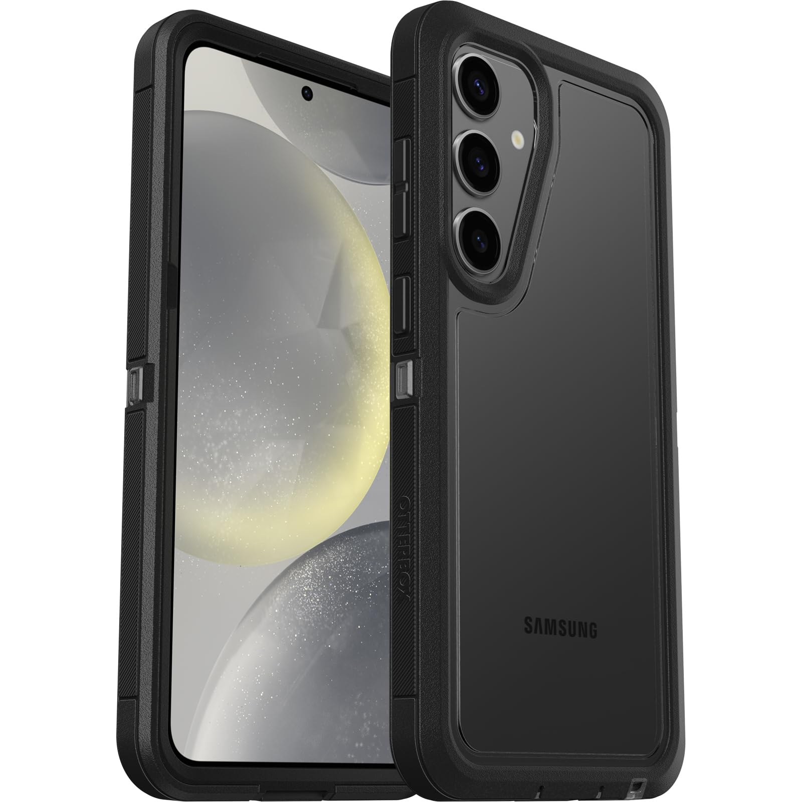 OtterBox Schutzhülle für Samsung Galaxy S24+ Defender Series XT, transparent, dunkle Seite (transparent/schwarz), ohne Bildschirm, robust, mit Umhängeband | Robuste, robuste und langlebige Samsung Galaxy Hülle mit Magneten, druckbefestigte, zweilagige Han