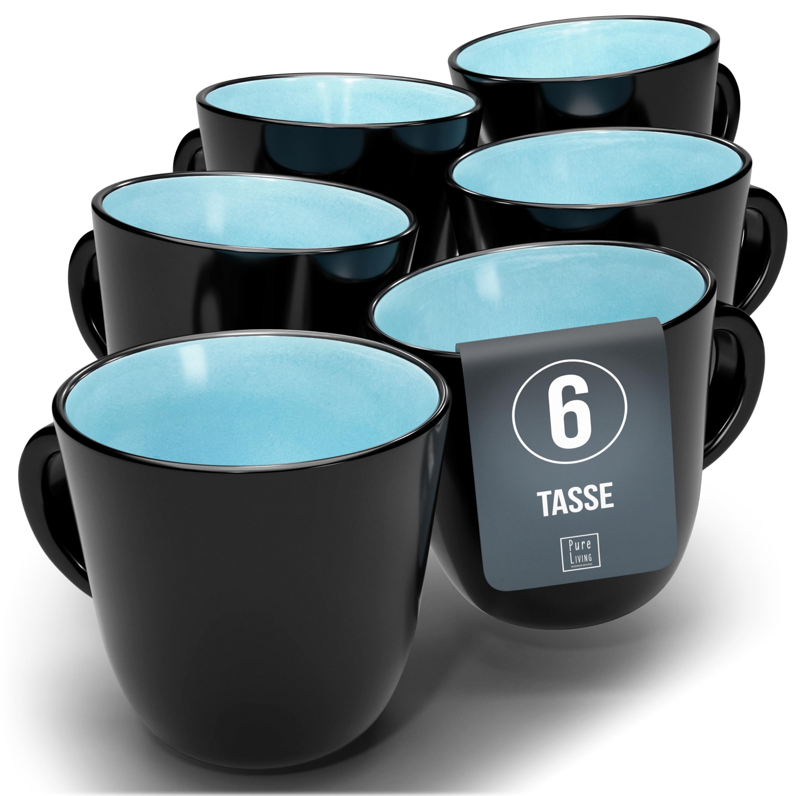 Tasse Café 6er Set en Grès Ibiza - Chic et moderne, compatible lave- vaisselle et micro-ondes - Tasses à Café Pure Living - Ensemble de Tasses à Thé et à Café Cool en