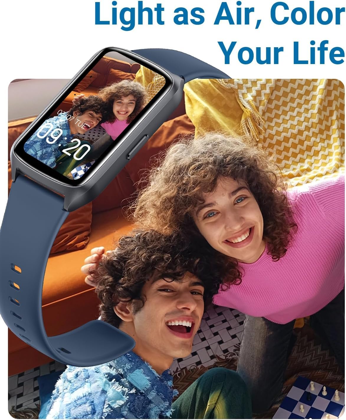 Rastreador de fitness con frecuencia cardíaca 24/7, oxígeno en sangre, presión arterial, rastreador de sueño, contador de pasos, rastreadores de actividad impermeables 5ATM y relojes inteligentes para