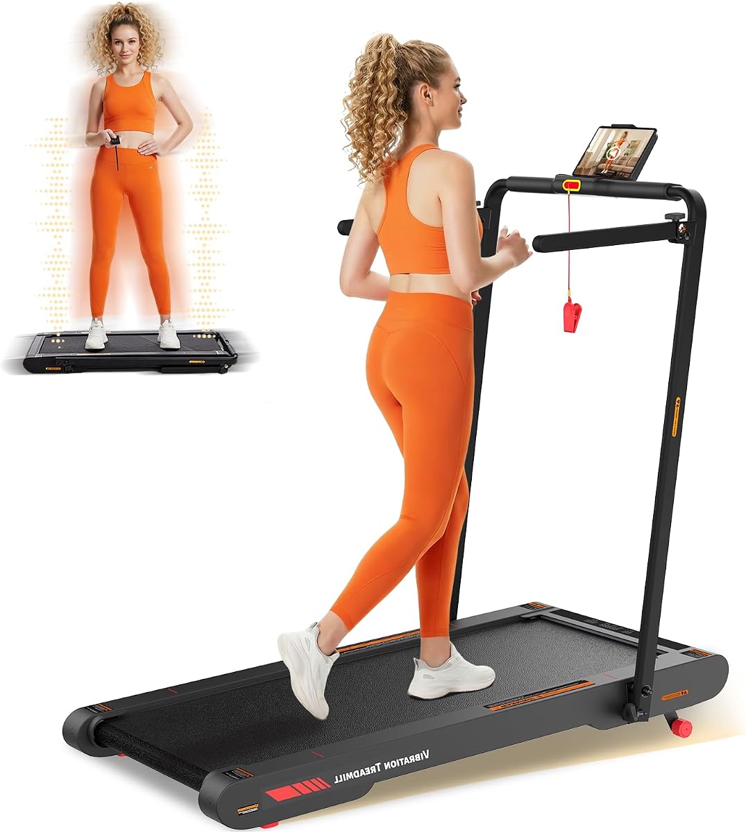Freepi Foldable Walking Vibration Pad with Incline,7.5 MPH Treadmill with Remote Control and APP,3.0HP Servo Motor Treadmills for Home and Office