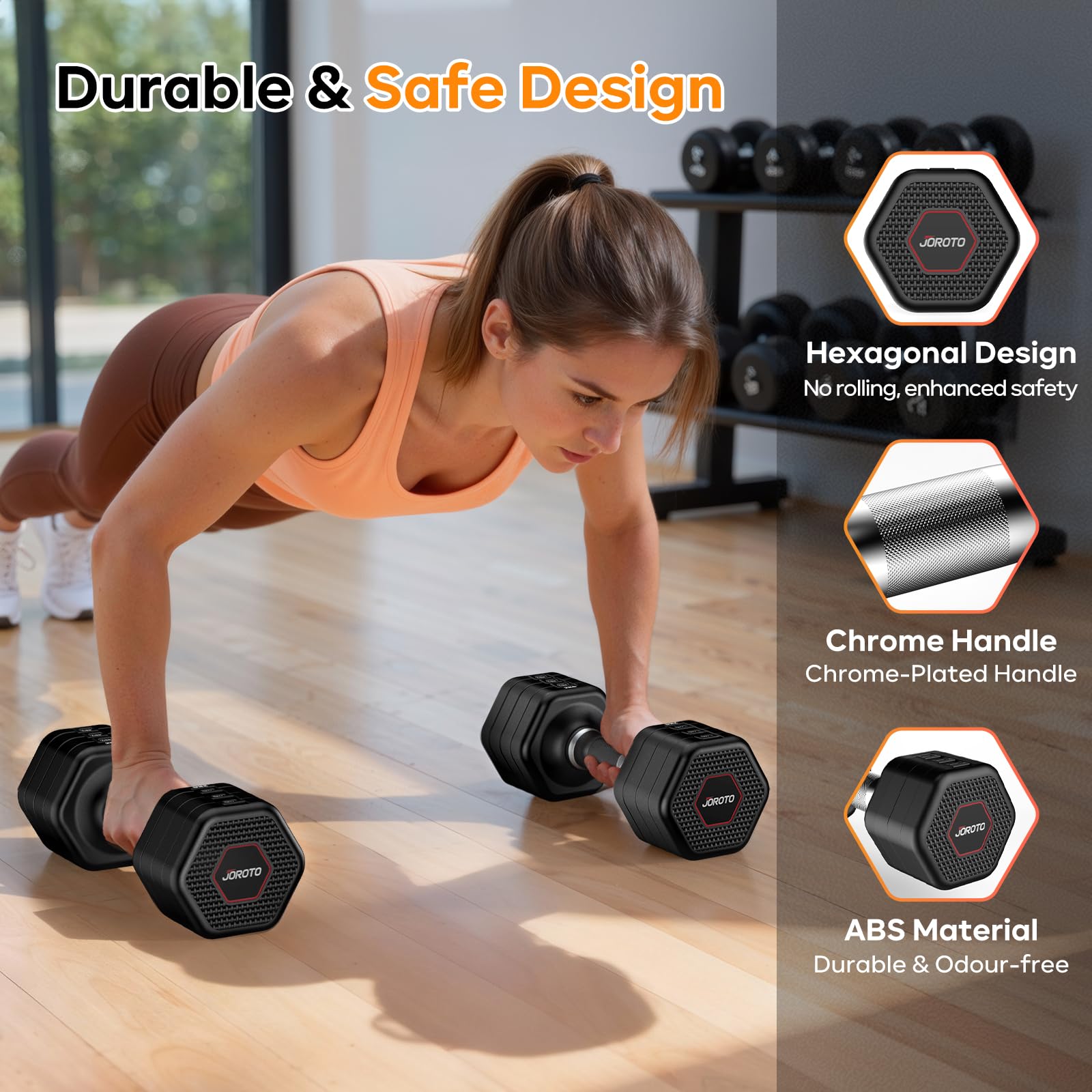 JOROTO Hanteln Set, 4-in-1 Verstellbare Hanteln Kurzhanteln 2er Set, 2–5 kg, mit Verchromtem Rutschfestem Griff, Geeignet für Männer und Frauen, für Krafttraining, Fitness und Heimtraining (Schwarz)