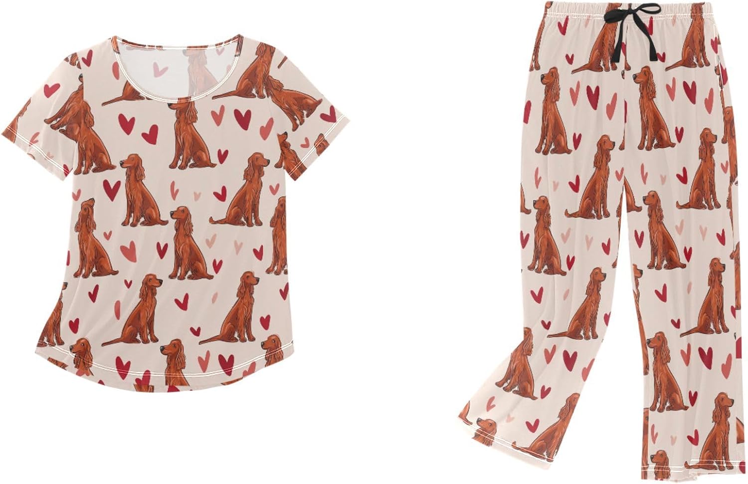 Women's Comfy Chic 2 Pcs Loungewear Set,Casual Sleepwear Short Sleeve Tops & Capri Pants PJs Set with Pockets S-XXL
