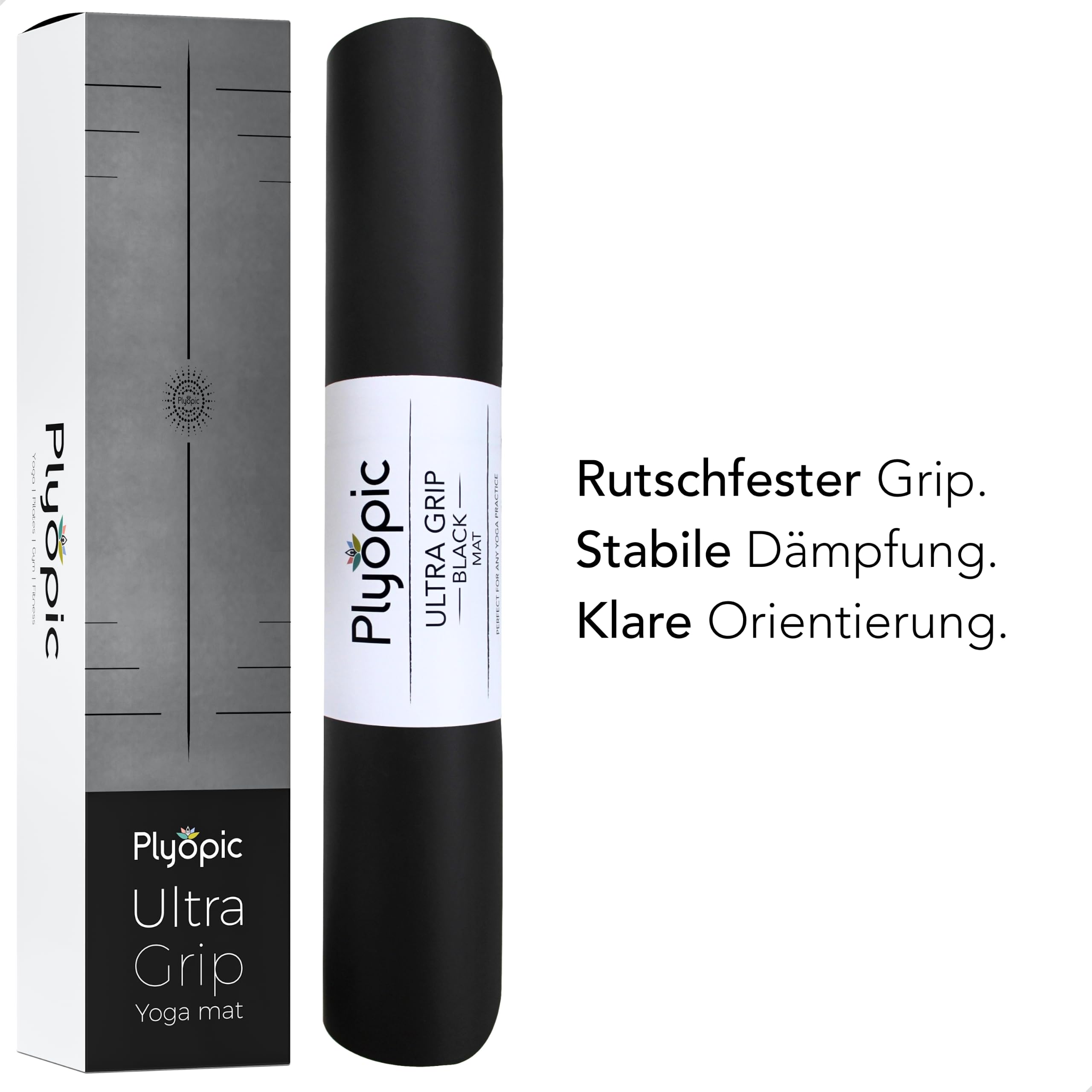 Plyopic Ultra-Grip Pro Yoga-Matte – Unschlagbare Rutschfest Leistung. Schweißresistent. Ausrichtungslinie. Für Yoga, Joga, Pilates, Bikram & Hot yoga