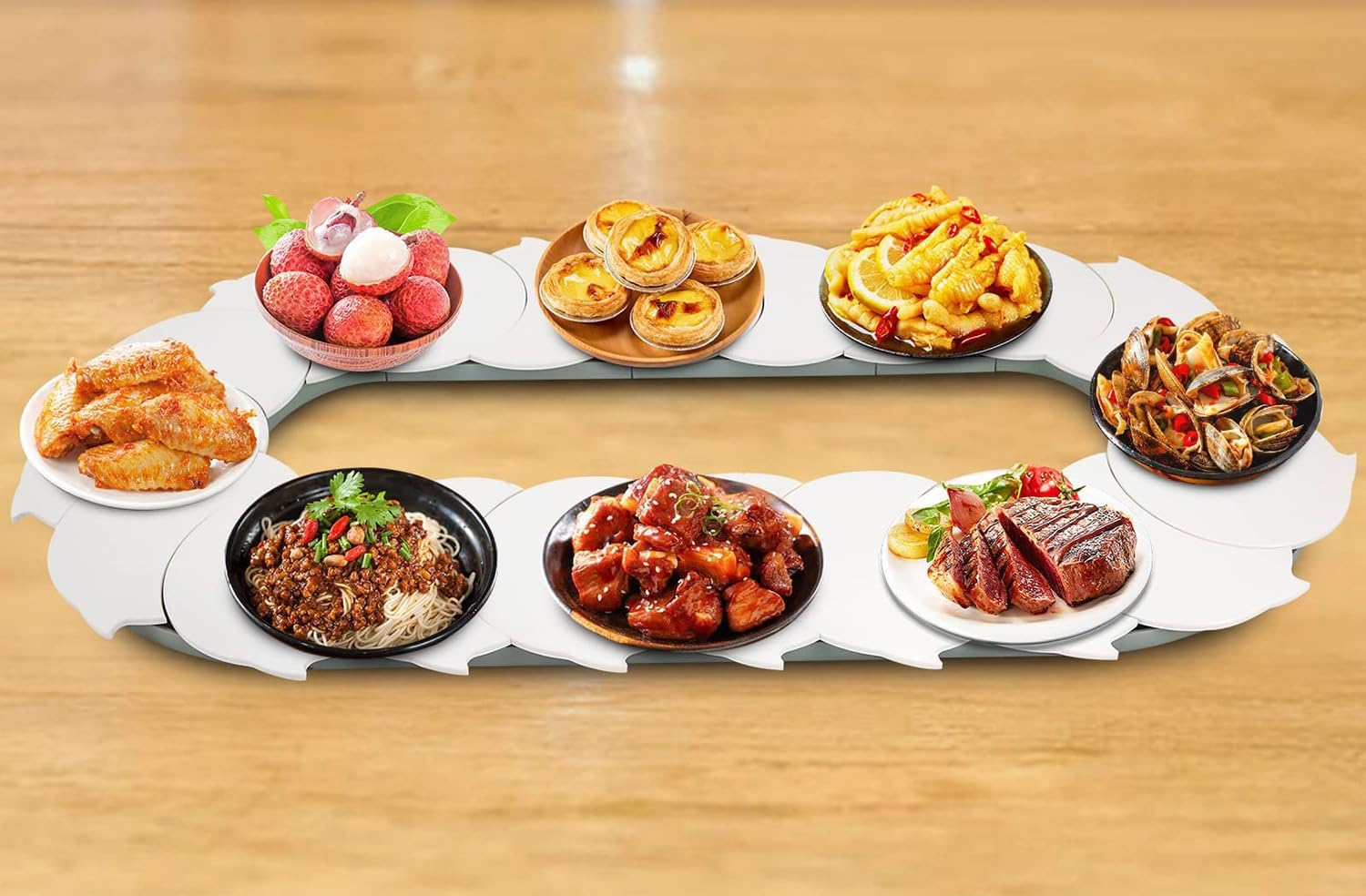 Table de service de nourriture rotative pour repas conviviaux en famille