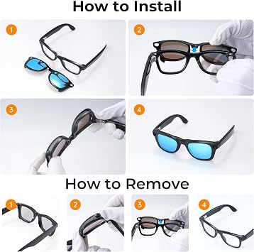 HiBloks Polarized Clip Compatible with Ray-Ban Meta Wayfarer RW4008 & Gen 2 RW4012 Large 53-22, Matte Black Frame Fade Clip for Rayban Meta Gen 2 Accessories (Black)