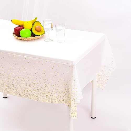 Miniatura 9 de Rollo desechable de plástico blanco de 54 pulgadas x 100 pies con 6 clips de mesa  Rollo de cubierta de mesa para mesas cuadradas, rectangulares,