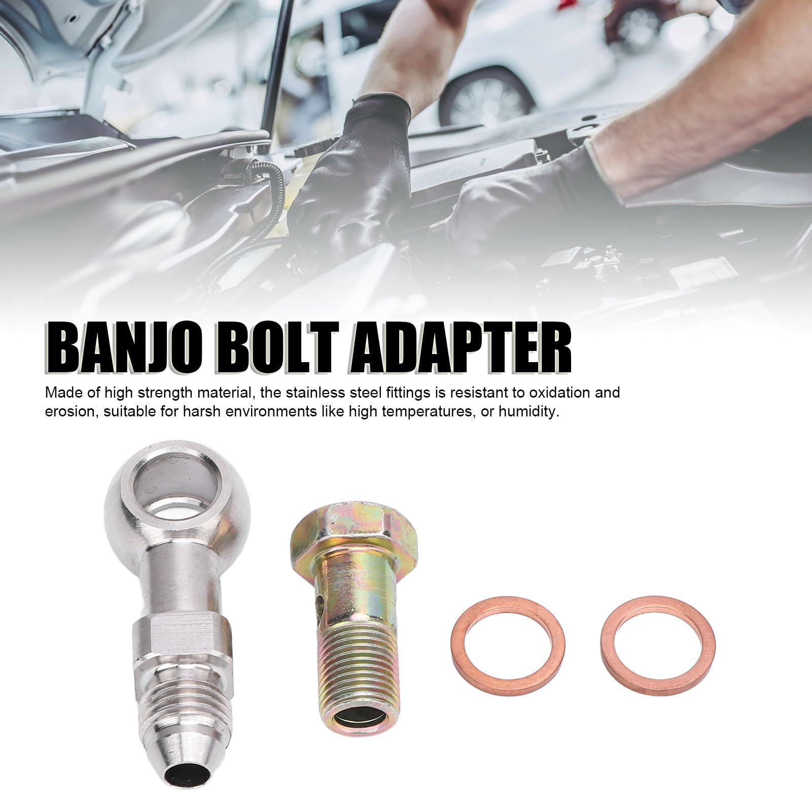 CFTGIW 4AN to 1/8in NPT Stainless Steel Banjo Bolt Adapter Kit - High Load Capacity Fitting for Secure Connections in Fluid Transport Systems