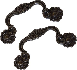 4 Pack Drop Bail Pulls, Oil Rubbed Bronze Vintage Cabinet Handles with 3-7/8 Inch Hole Centers, Antique-Style Hardware for Dresser Drawers and Furniture Restoration