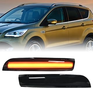 Nilight Side Mirror Marker Light Sequential Amber Left Right Turn Signal Lights Smoked Lens Plug and Play Compatible With 2012-2018 Ford Focus ST RS 2013-2018 Kuga Ecosport