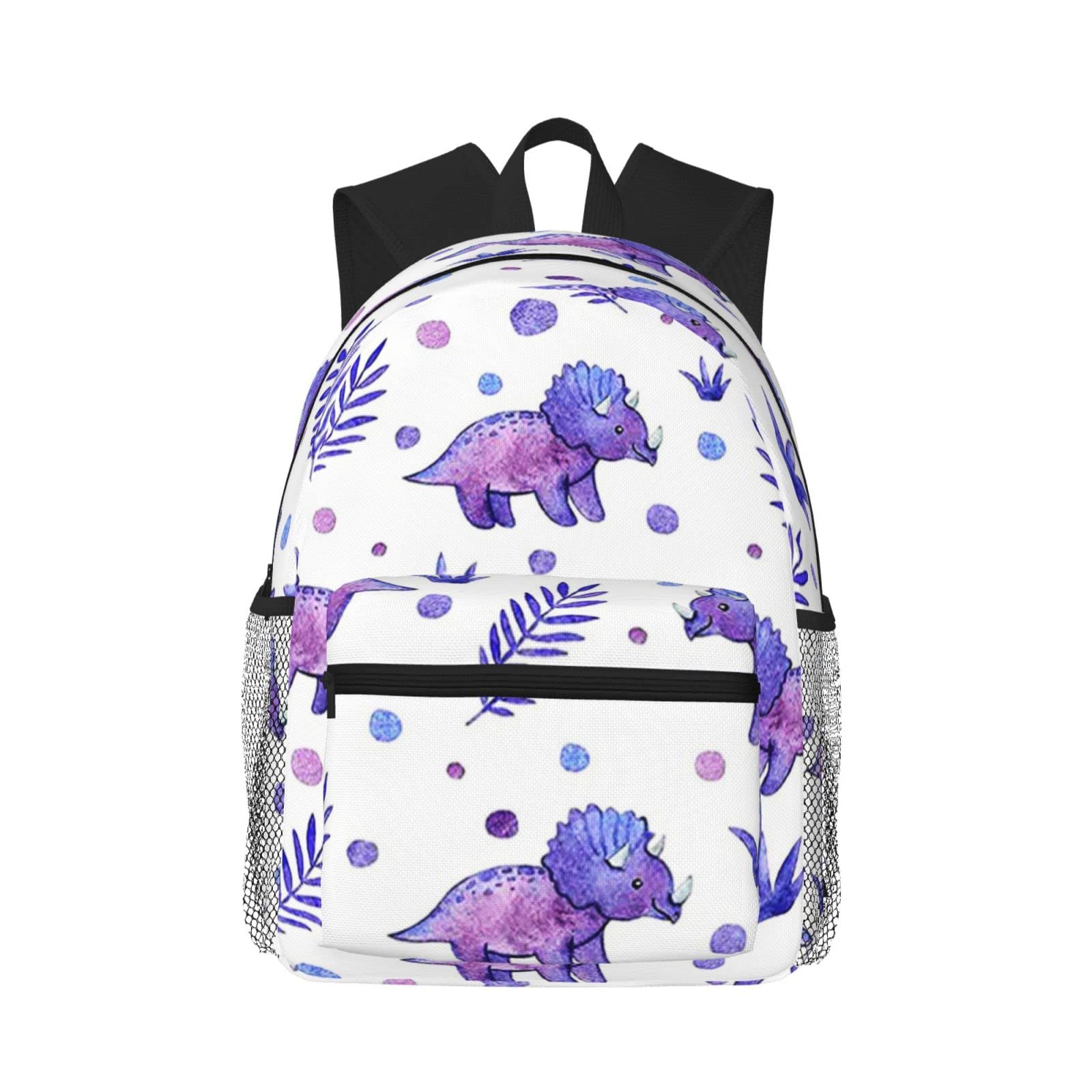 Ireser Travel Backpack for Boys Girls Kids, Purple Triceratops Backpacks Children School Bag Bookbag Daypack for Men Women