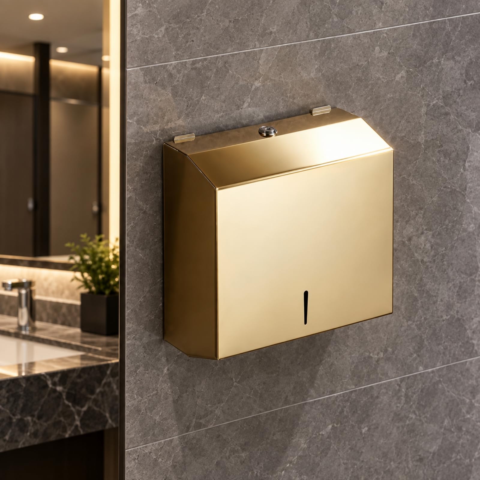 predolo Dispensador Pared Acero Inoxidable Fácil Instalar Portarrollos con Tapa Abatible Ahorra Espacio para Baños Públicos, Restaurans, Escuelas, Plata Brillante