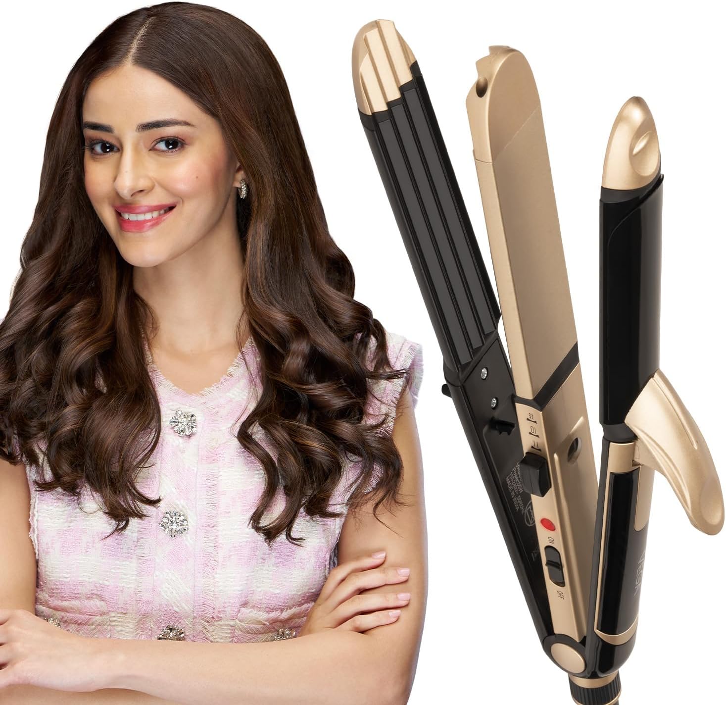 - Vega 3 in 1 Hair Styler for Women, (India's No.1 Appliance Brand) | Straightener, Curler and Crimper, Quick Heat up, Suitable for All Types, Gold-Black (VHSCC-01)