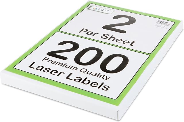 [200 Labels] Self Adhesive White Sticky Printer Labels for A4 Printer 2 per Sheet | A5 Sticky Printer 2 per A4 Sheet Address Labels | Laser Printer Labels 2 per Sheet for All Types of A4 Printer