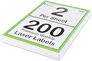[200 Labels] Self Adhesive White Sticky Printer Labels for A4 Printer 2 per Sheet | A5 Sticky Printer 2 per A4 Sheet Address Labels | Laser Printer Labels 2 per Sheet for All Types of A4 Printer